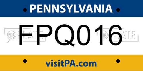 FPQ016 Pennsylvania License Plate