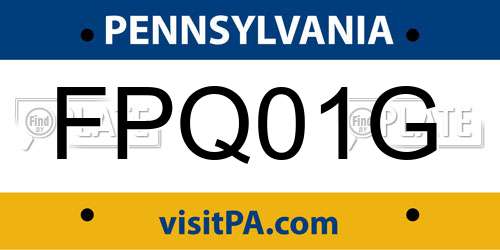FPQ01G Pennsylvania License Plate