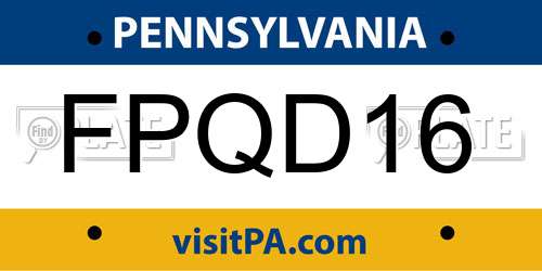 FPQD16 Pennsylvania License Plate