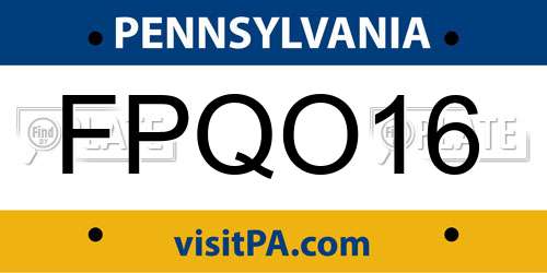FPQO16 Pennsylvania License Plate