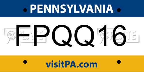 FPQQ16 Pennsylvania License Plate