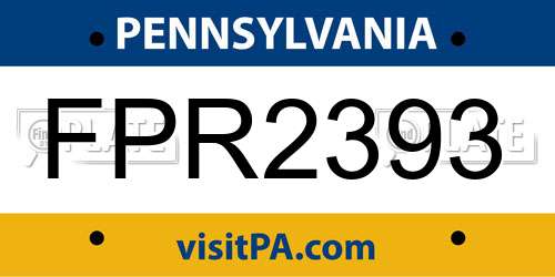 FPR2393 Pennsylvania License Plate