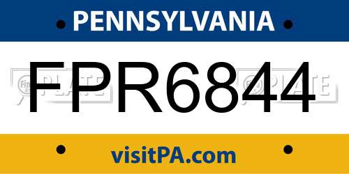 FPR6844 Pennsylvania License Plate