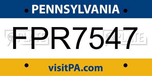 FPR7547 Pennsylvania License Plate