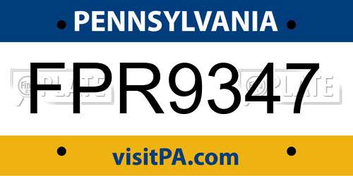 FPR9347 Pennsylvania License Plate