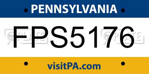 FPS5176 Pennsylvania License Plate