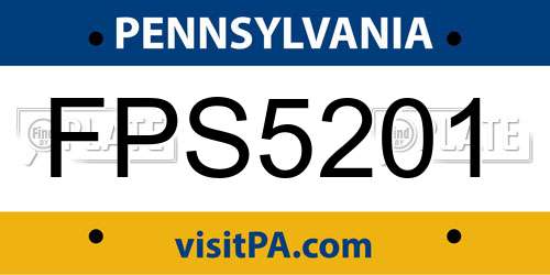 FPS5201 Pennsylvania License Plate