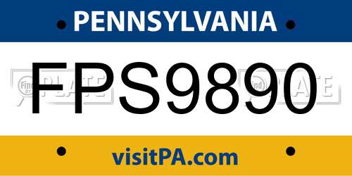 FPS9890 Pennsylvania License Plate