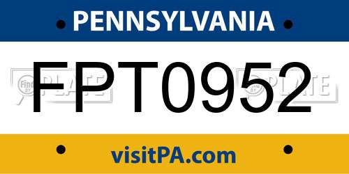 FPT0952 Pennsylvania License Plate
