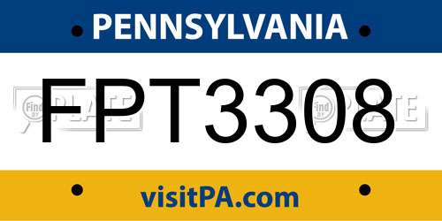 FPT3308 Pennsylvania License Plate