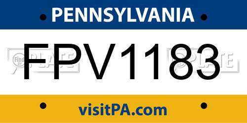 FPV1183 Pennsylvania License Plate