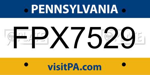 FPX7529 Pennsylvania License Plate