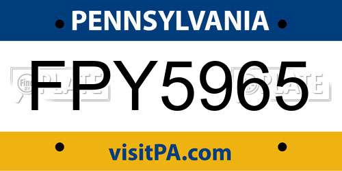 FPY5965 Pennsylvania License Plate