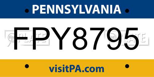 FPY8795 Pennsylvania License Plate
