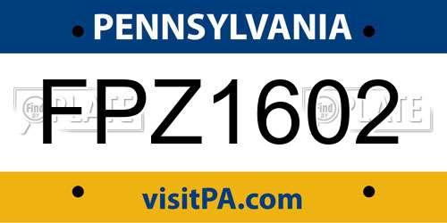 FPZ1602 Pennsylvania License Plate