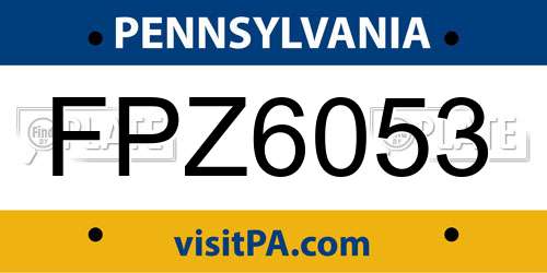 FPZ6053 Pennsylvania License Plate
