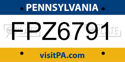 FPZ6791 Pennsylvania License Plate