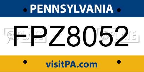 FPZ8052 Pennsylvania License Plate
