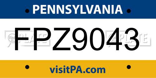 FPZ9043 Pennsylvania License Plate