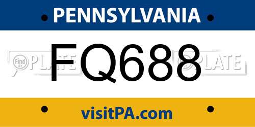 FQ688 Pennsylvania License Plate