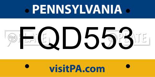 FQD553 Pennsylvania License Plate