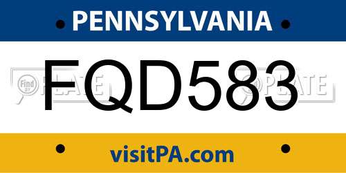 FQD583 Pennsylvania License Plate
