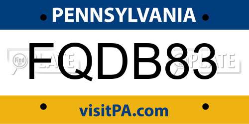 FQDB83 Pennsylvania License Plate