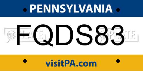 FQDS83 Pennsylvania License Plate