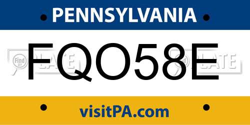 FQO58E Pennsylvania License Plate