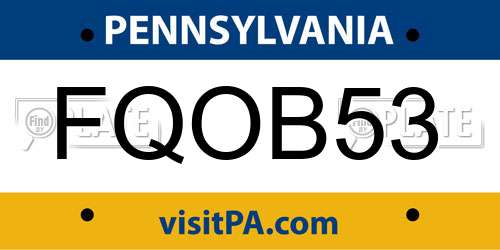 FQOB53 Pennsylvania License Plate