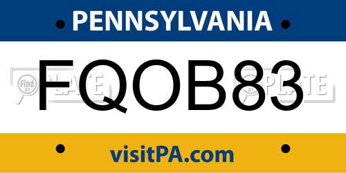 FQOB83 Pennsylvania License Plate