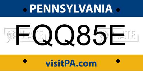 FQQ85E Pennsylvania License Plate