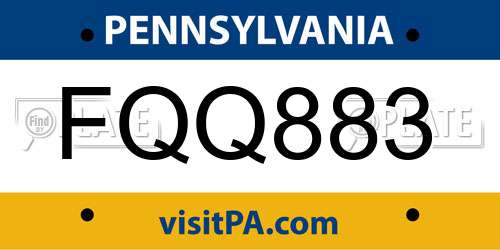 FQQ883 Pennsylvania License Plate