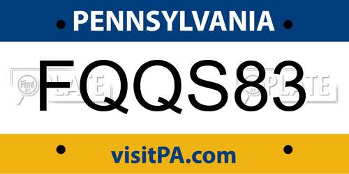 FQQS83 Pennsylvania License Plate