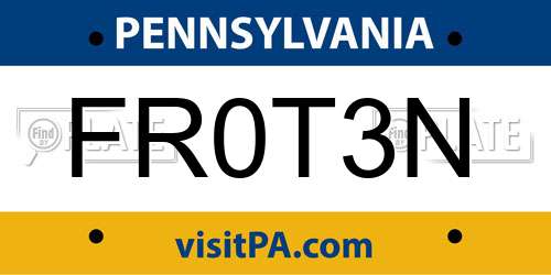 FR0T3N Pennsylvania License Plate