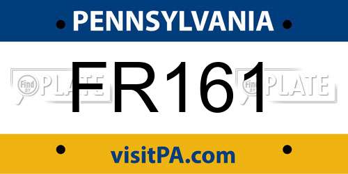 FR161 Pennsylvania License Plate