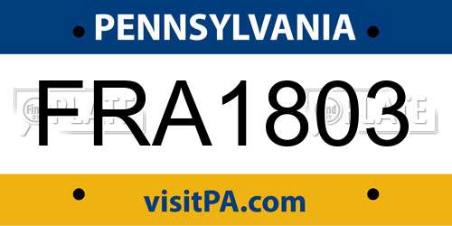FRA1803 Pennsylvania License Plate