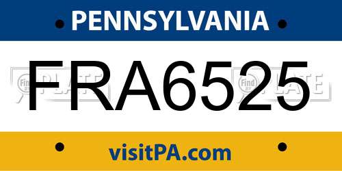 FRA6525 Pennsylvania License Plate