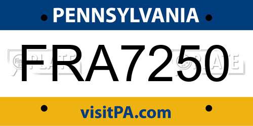 FRA7250 Pennsylvania License Plate