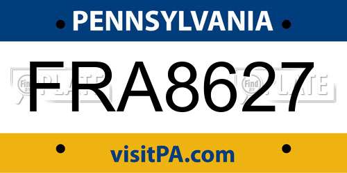 FRA8627 Pennsylvania License Plate