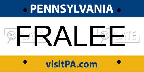 FRALEE Pennsylvania License Plate