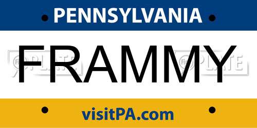 FRAMMY Pennsylvania License Plate