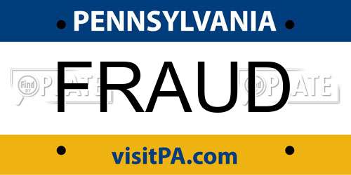 FRAUD Pennsylvania License Plate
