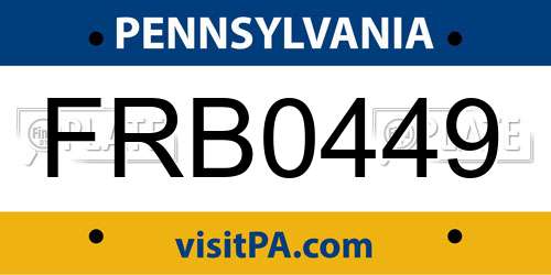 FRB0449 Pennsylvania License Plate