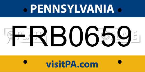 FRB0659 Pennsylvania License Plate