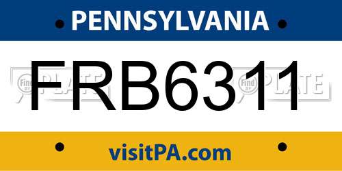 FRB6311 Pennsylvania License Plate