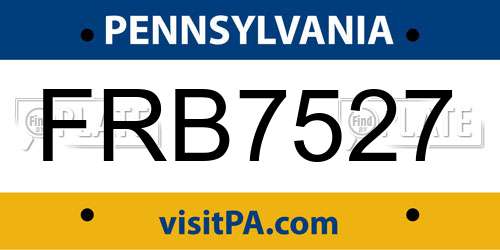 FRB7527 Pennsylvania License Plate