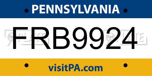 FRB9924 Pennsylvania License Plate