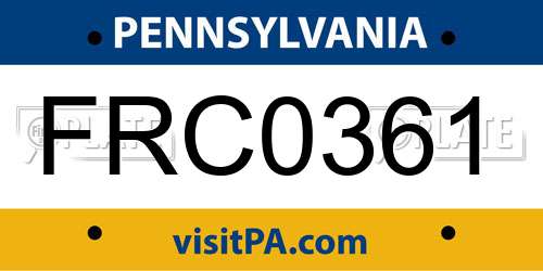 FRC0361 Pennsylvania License Plate