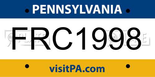 FRC1998 Pennsylvania License Plate